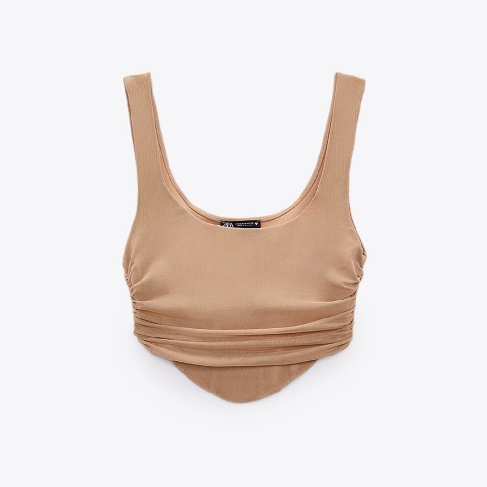 Zara Tulle Coset Top XS Beige-Pink - Picture 3 of 7